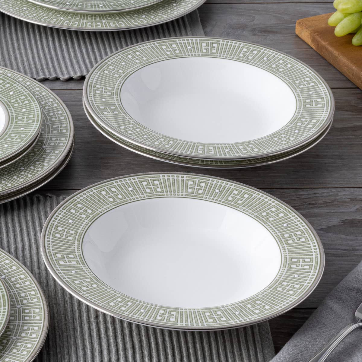 Amazon.com | Noritake Infinity Green Platinum 12-Piece Dinnereware